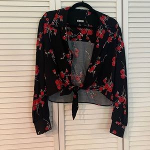 Reformation Tie Front Floral Top